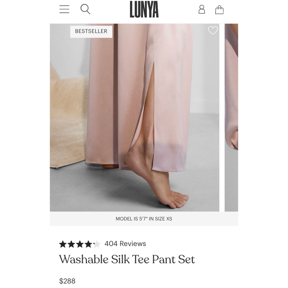 Lunya Washable Silk Tee Pant pajama Set - Picture 3 of 12